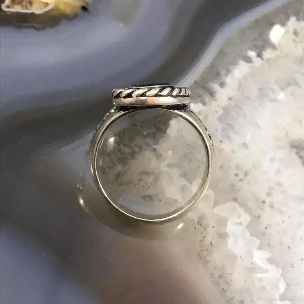 Carolyn Pollack Sterling 2 Curved Pear Lapis Decorated Ring Size 6 For Women